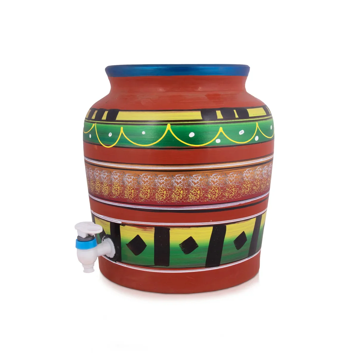 Clay Water Pot - 14.5 Inches | 11 Ltr/ Painted Water Pot With Tap/ Handmade Water Pot for Home - Image 3