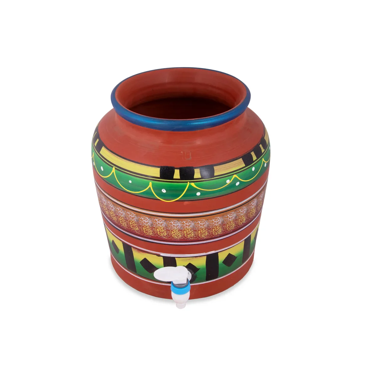 Clay Water Pot - 14.5 Inches | 11 Ltr/ Painted Water Pot With Tap/ Handmade Water Pot for Home - Image 5