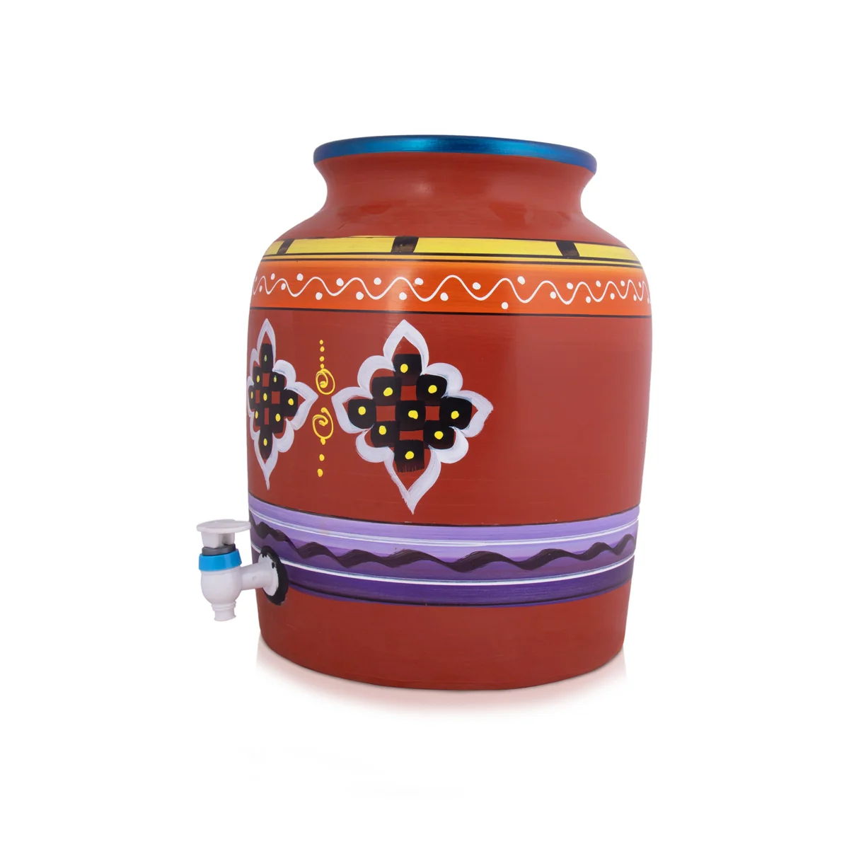 Clay Water Pot - 17 Inches | 13 Ltr/ Painted Water Pot With Tap/ Handmade Water Pot for Home - Image 3