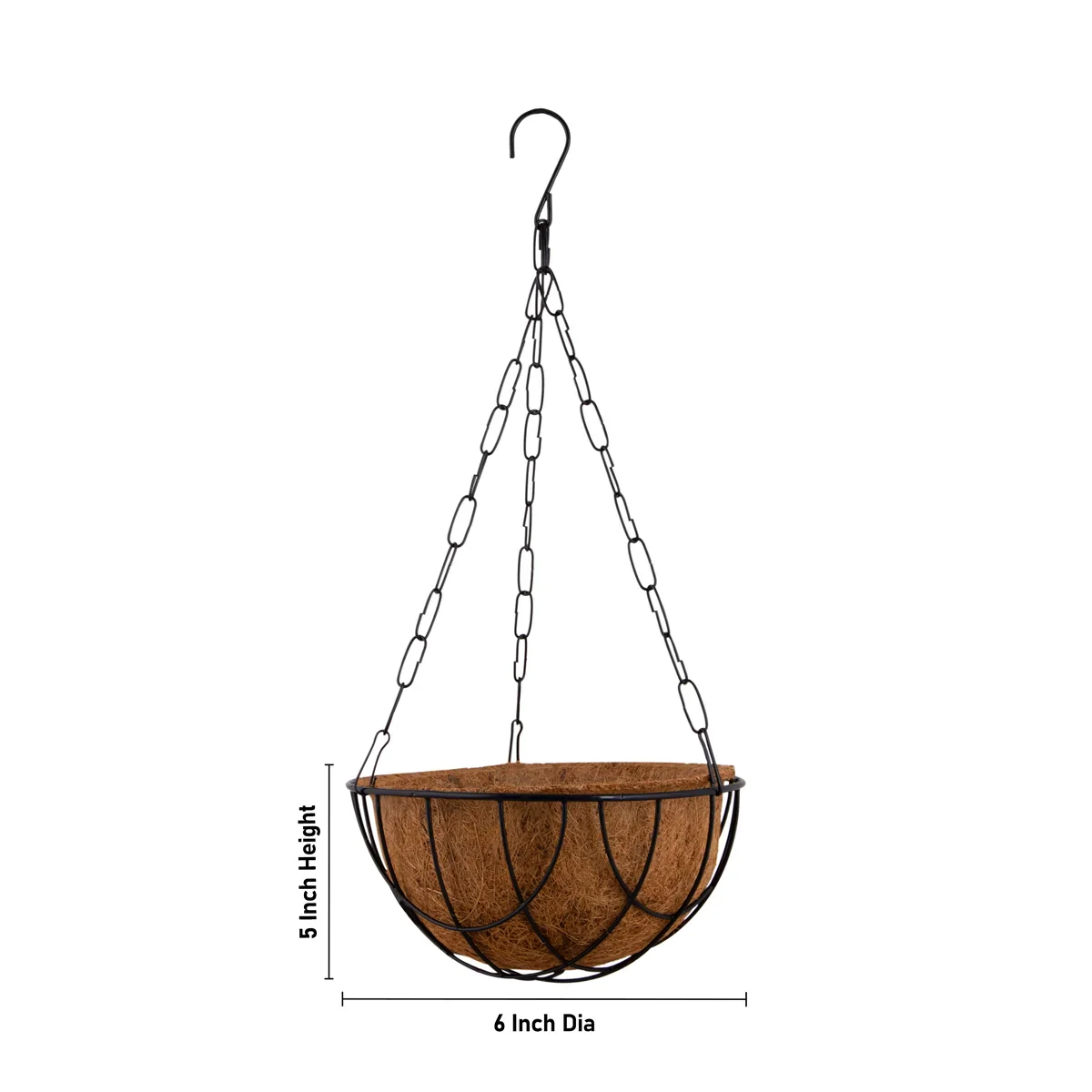 Coco Pot with Metal Hanger - 5 x 6 Inches | Coir Pot/ Coir Plant Pot - Image 9