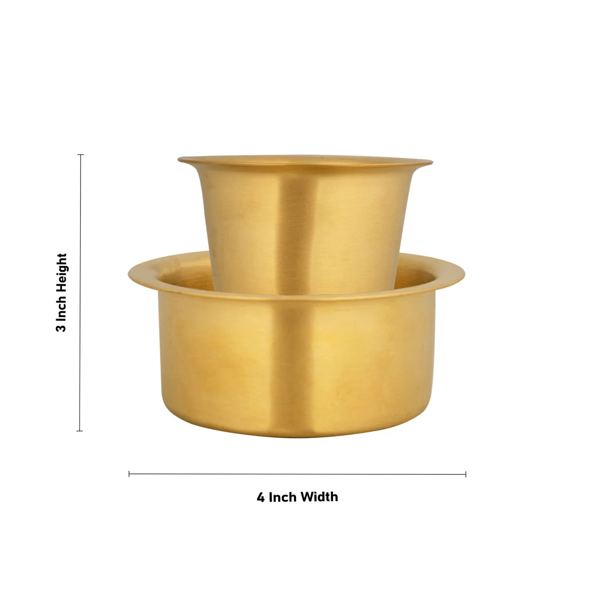 Coffee Dabara Pair - 3 x 4 Inches | Brass Dabara Set/ Davara Tumbler Set/ Davara Set for Home - Image 5