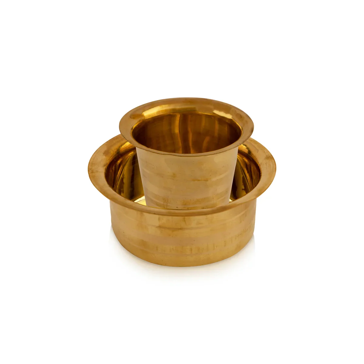 Coffee Dabara Set - 3 x 3.5 Inches | Brass Dabara Set/ Davara Set for Home/ 145 Gms Approx - Image 4