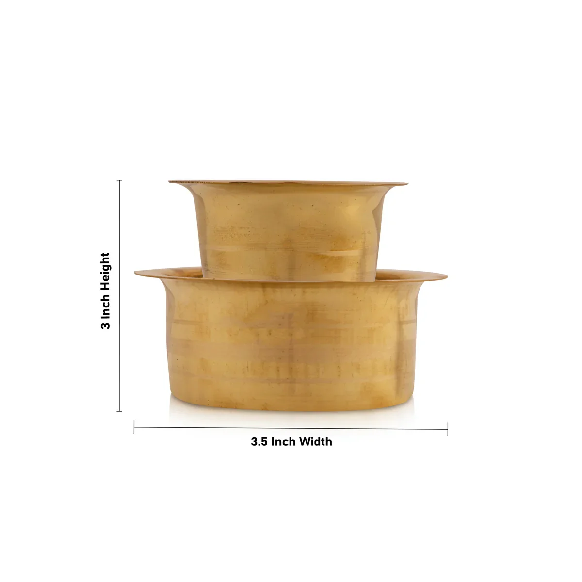 Coffee Dabara Set - 3 x 3.5 Inches | Brass Dabara Set/ Davara Set for Home/ 145 Gms Approx - Image 5