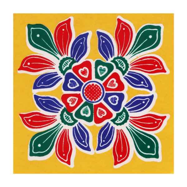 Rangoli Sticker - 4 x 4 Inches | Muggulu Sticker/ Colour Rangoli Sticker for Floor/ Assorted Design - Image 4