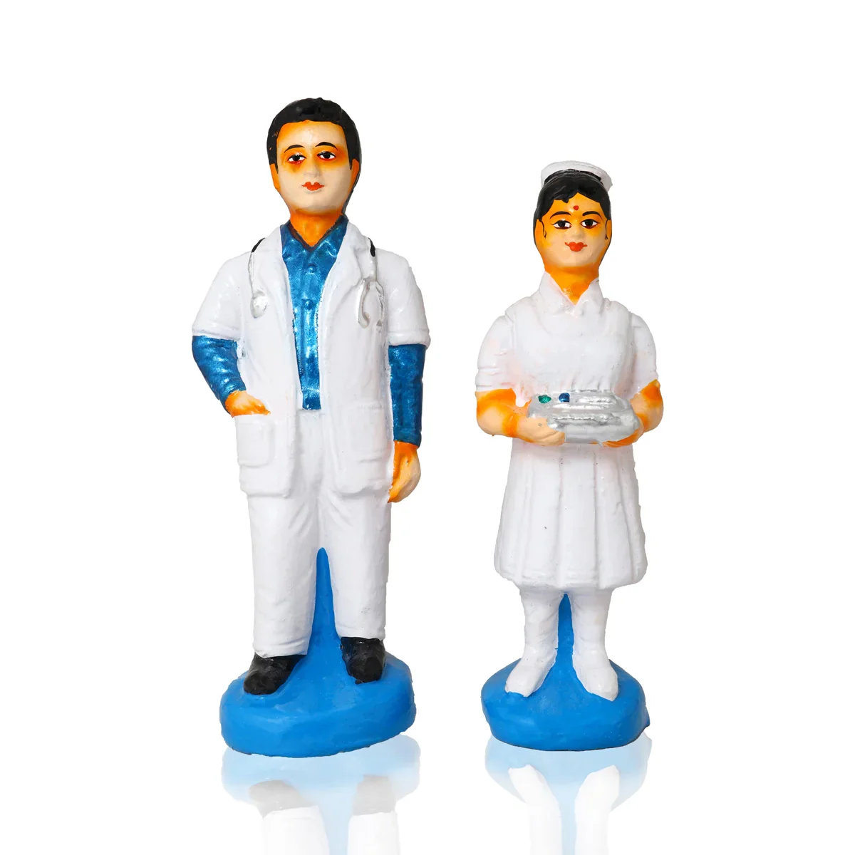 Community Helpers Clay Golu Bommai Set - 9 x 4 Inches | Giri Golu Doll/ Navaratri Golu Bomma/Gombe/Bommai - Image 2