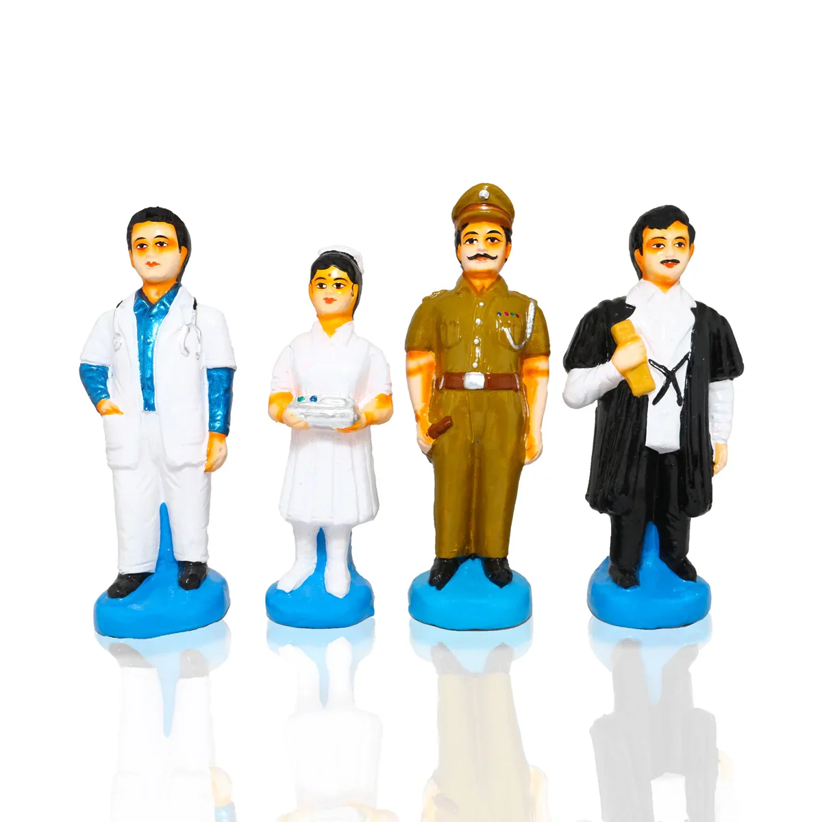 Community Helpers Clay Golu Bommai Set - 9 x 4 Inches | Giri Golu Doll/ Navaratri Golu Bomma/Gombe/Bommai - Image 4
