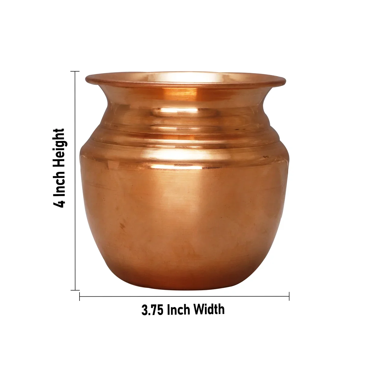 Copper Lota - 4 x 3.75 Inches | Copper Kalash/ Chombu for Pooja/ 140 Gms Approx - Image 3