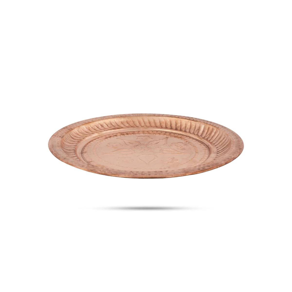 Copper Plate - 0.5 x 7.5 Inches | Small Plate/ Pooja Thali Plate/ Beading Design Pooja Plate for Home - Image 2