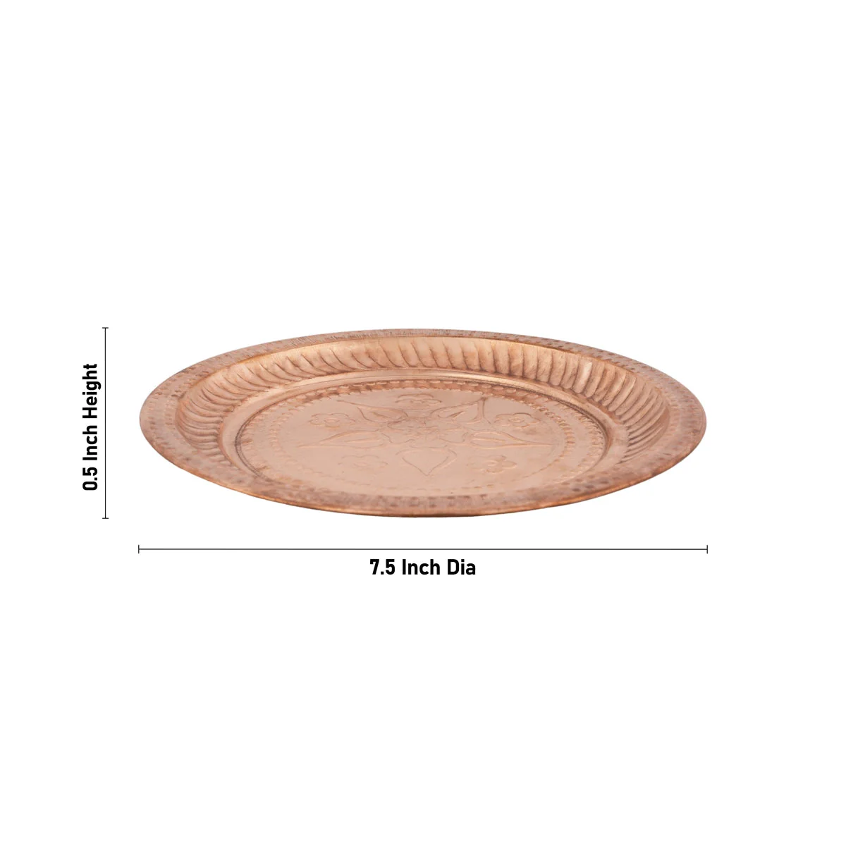 Copper Plate - 0.5 x 7.5 Inches | Small Plate/ Pooja Thali Plate/ Beading Design Pooja Plate for Home - Image 3