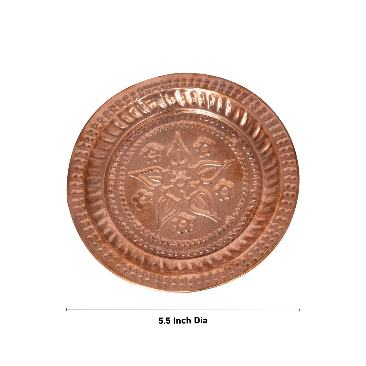 Copper Plate - 5.5 Inches | Beading Design Pooja Thali Plate/ Pooja Plate for Home - Image 2