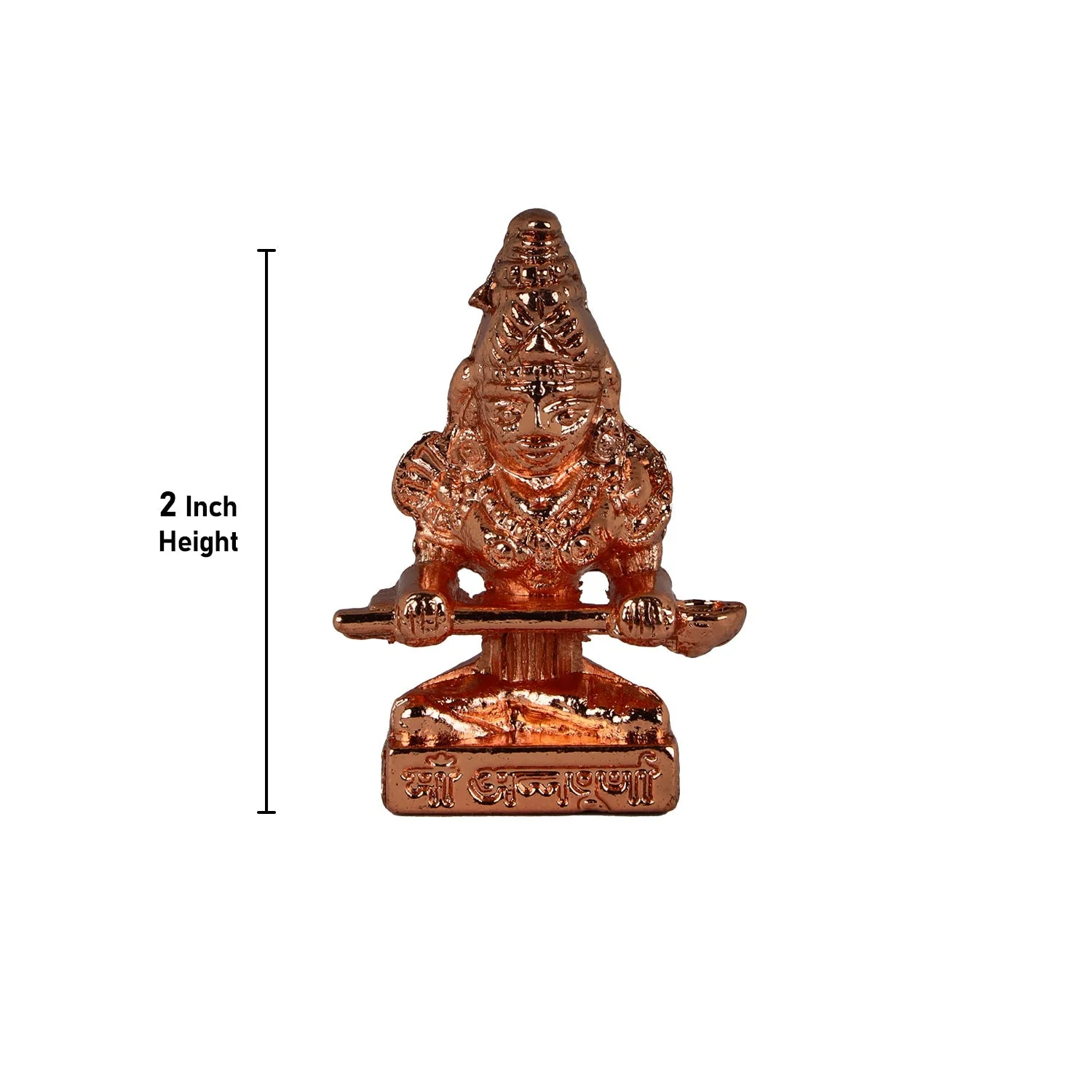 Copper Plate With Annapoorani Idol - 2 Inches | Annapurna Devi Statue/ Annapurna Murti For Rituals & Offerings - Image 2