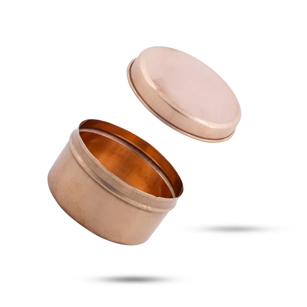 Copper Storage Box - 2 x 3 Inches | Copper Tiffin Box/ Round Tiffin Box/ Masala Box for Home/ 70 Gms Approx - Image 3