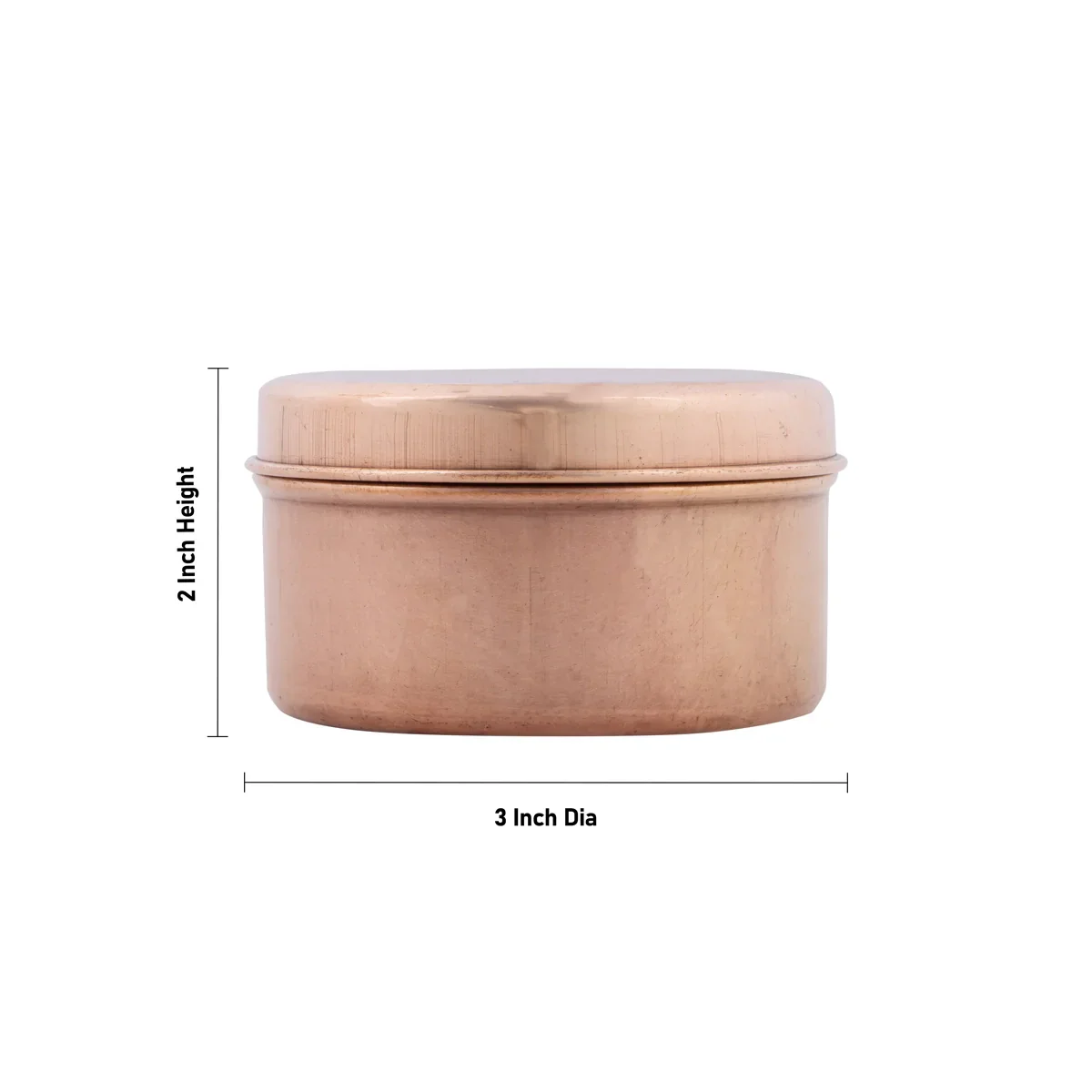 Copper Storage Box - 2 x 3 Inches | Copper Tiffin Box/ Round Tiffin Box/ Masala Box for Home/ 70 Gms Approx - Image 4