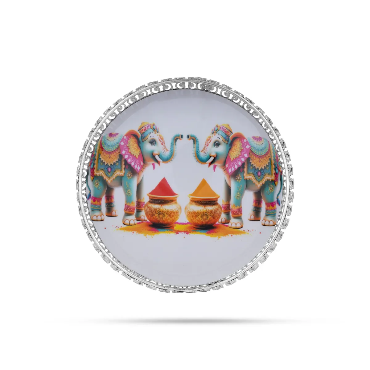 Cow And Calf Design Pichwai Tray With Leg- 2.75 X 10 Inches | Square Shape/ Thali Plate/Decorative Plate For Serving - Image 5