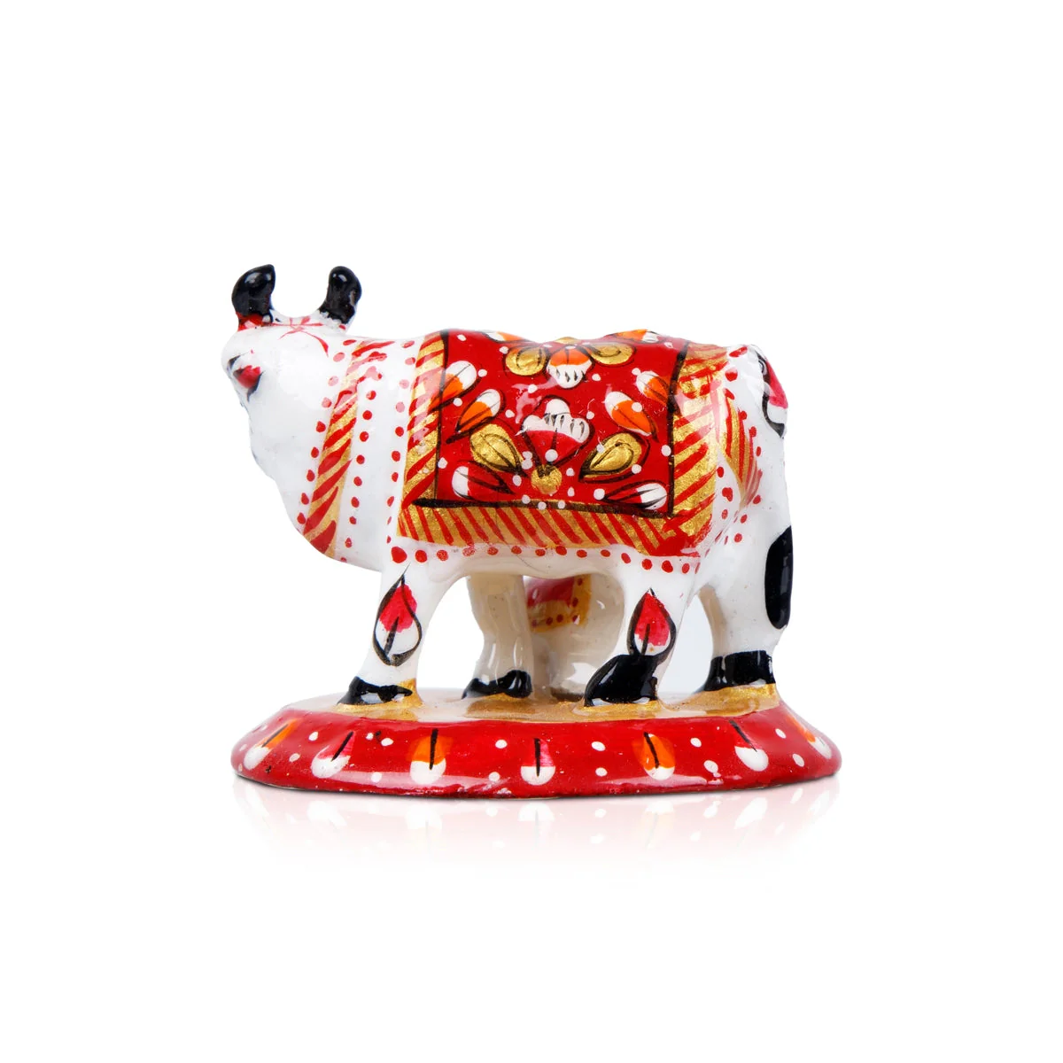 Cow and Calf Idol - 2 x 2.5 Inches | Cow Calf Idol/ Painted Metal Kamadhenu Statue for Pooja - Image 5