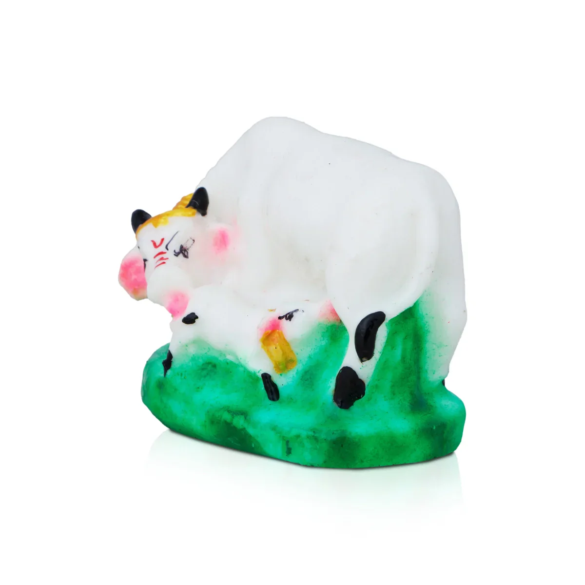Cow And Calf Idol - 2 x 2.5 Inches | Resin Statue/ Kamadhenu Statue for Pooja - Image 3