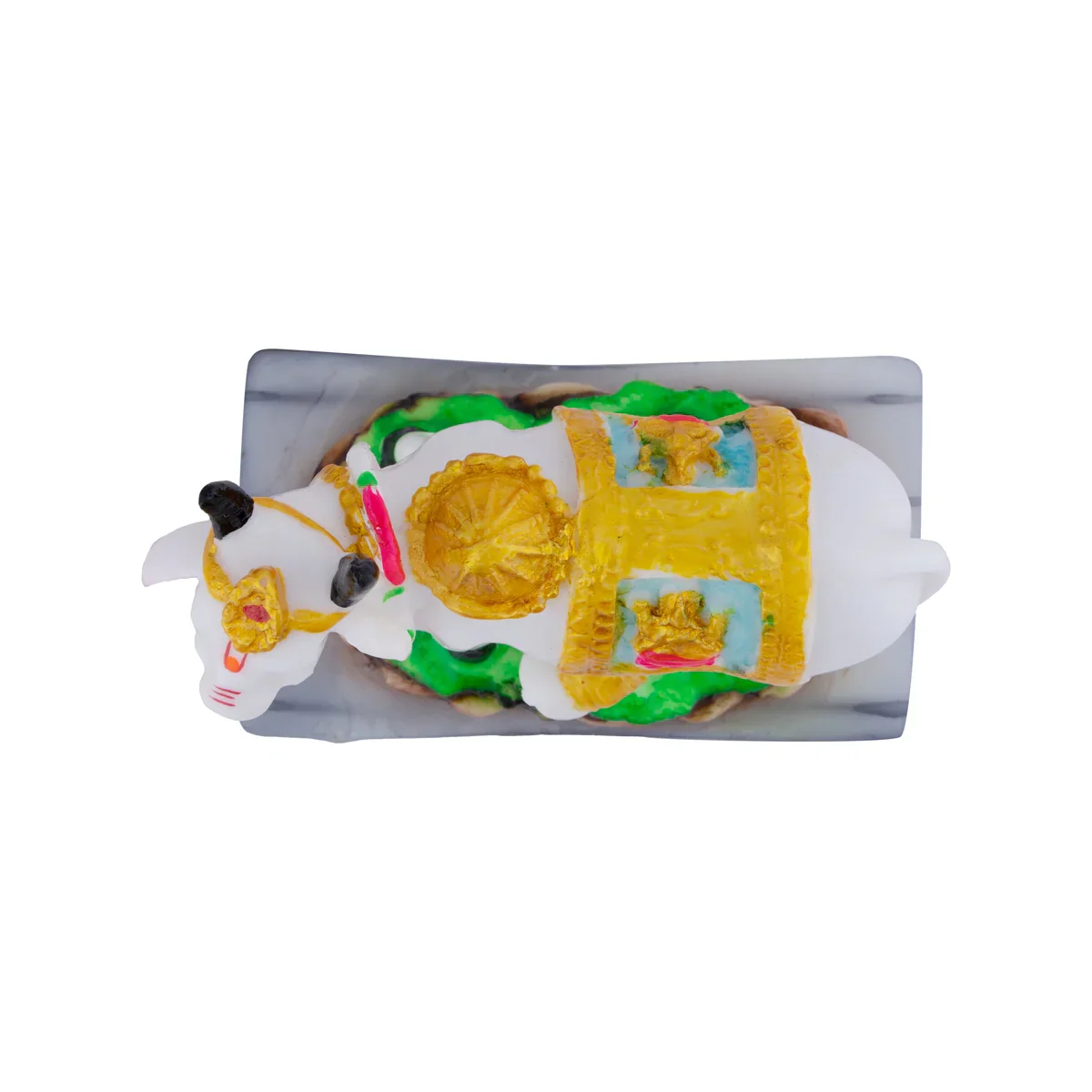 Cow and Calf Idol - 6 x 5.5 Inches | Kamadhenu Cow Statue/ Cow Calf Idol for Pooja - Image 4