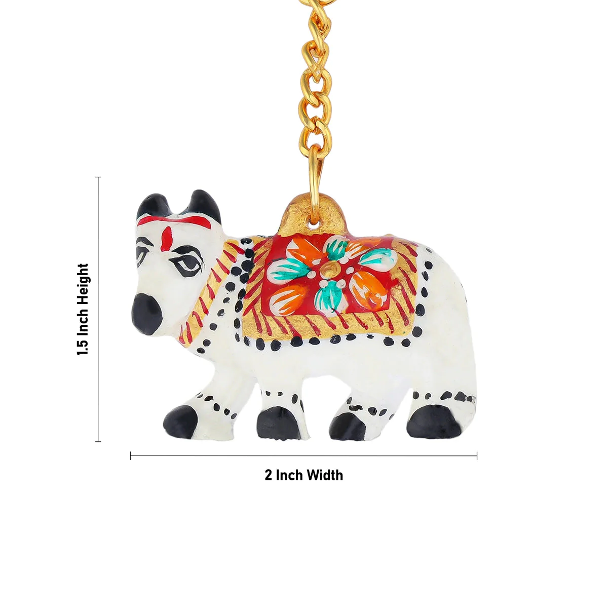 Cow Design Key Chain - 1.5 x 2 Inches | Painted Key Holder/ Metal Key Ring for Bike And Car - Image 3