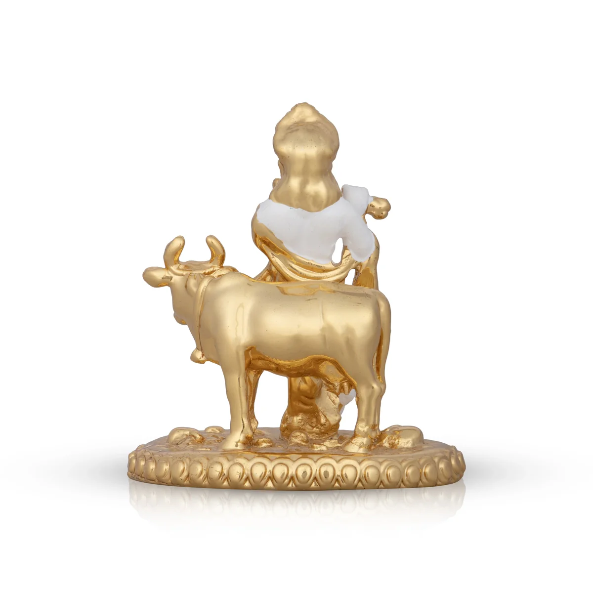 Krishna Murti With Cow - 3 x 2.5 Inches | Ceramic Sculpture/ Standing Krishna Idol for Pooja - Image 3