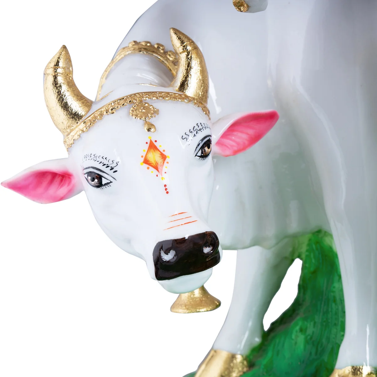 Cow Krishna Murti Standing On Base - 26 x 20 Inches | Resin Statue/ Cow Krishna Idol for Pooja - Image 4