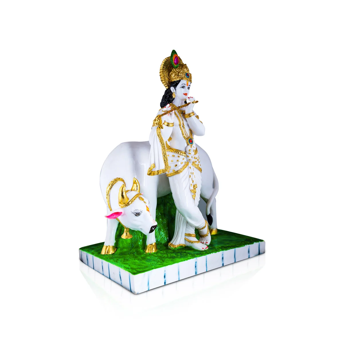 Cow Krishna Murti Standing On Base - 26 x 20 Inches | Resin Statue/ Cow Krishna Idol for Pooja - Image 7