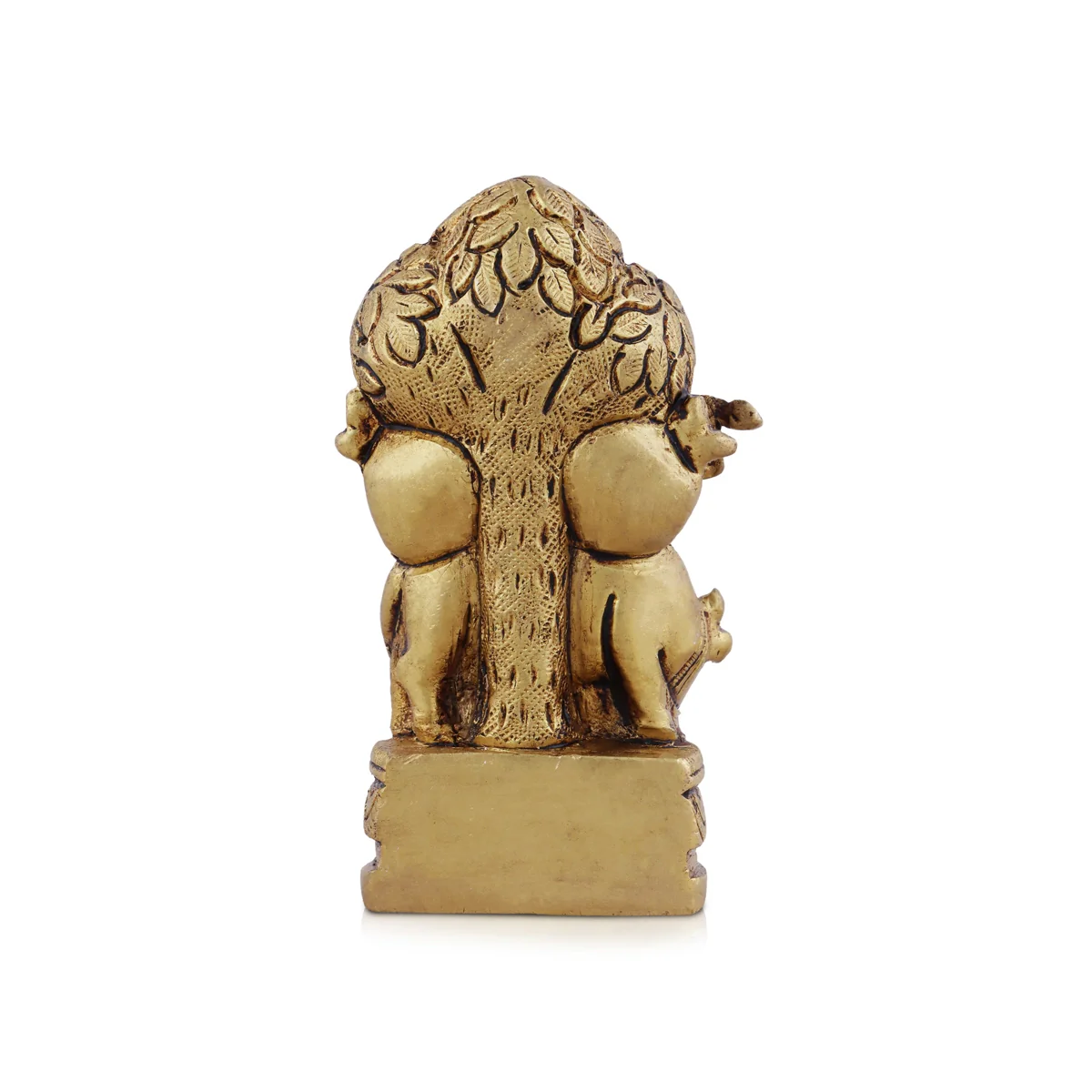 Cow Krishna Statue With Tree - 3.5 x 2.25 Inches | Krishna Murti/ Antique Brass Idol for Pooja - Image 4