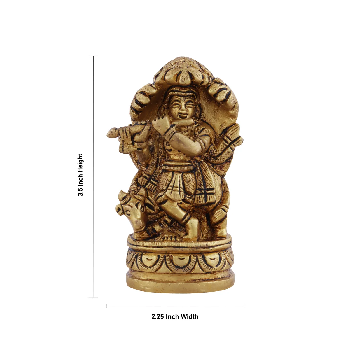 Cow Krishna Statue With Tree - 3.5 x 2.25 Inches | Krishna Murti/ Antique Brass Idol for Pooja - Image 5