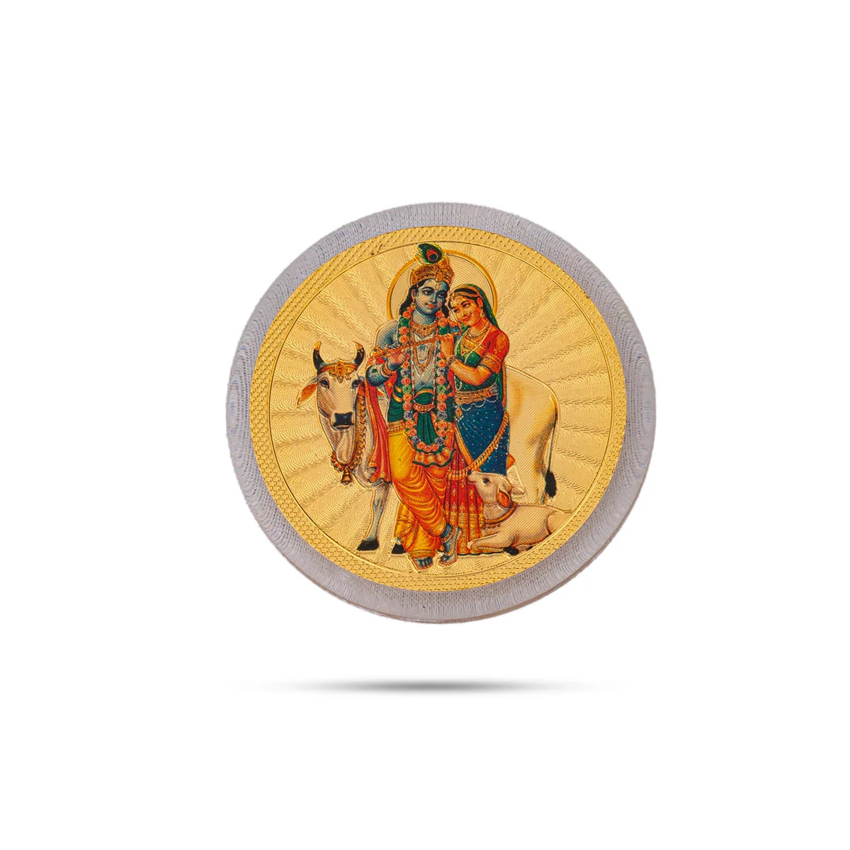 Cow Radha Krishna Murti Design Fridge Magnet - 1.5 X 1.5 Inches | Picture Magnet/ Photo Magnet For Home - Image 2