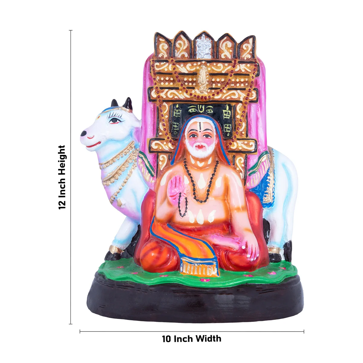 Cow Ragavendra Paper Mache Golu Bommai - 12 x 10 Inches | Giri Golu Doll/ Navaratri Golu Bomma/Gombe/Bommai - Image 2
