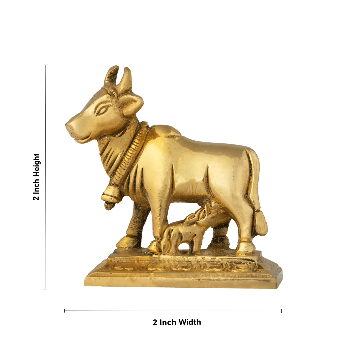 Cow With Calf Idol - 2 x 2 Inches | Brass Idol/ Cow Calf Statue for Home - Image 3