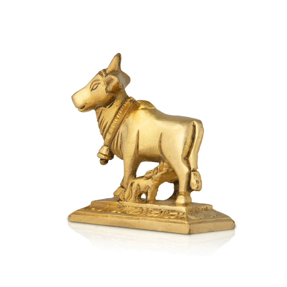 Cow With Calf Idol - 2 x 2 Inches | Brass Idol/ Cow Calf Statue for Home - Image 4