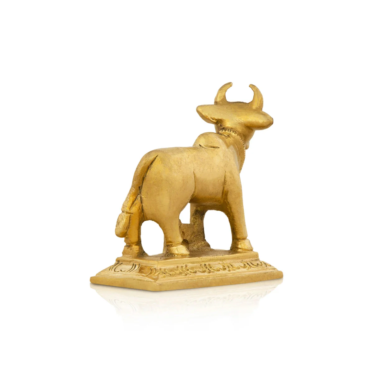 Cow With Calf Idol With Base - 2.5 x 2.25 Inches | Brass Idol/ Antique Polish Cow And Calf Statue for Pooja - Image 2