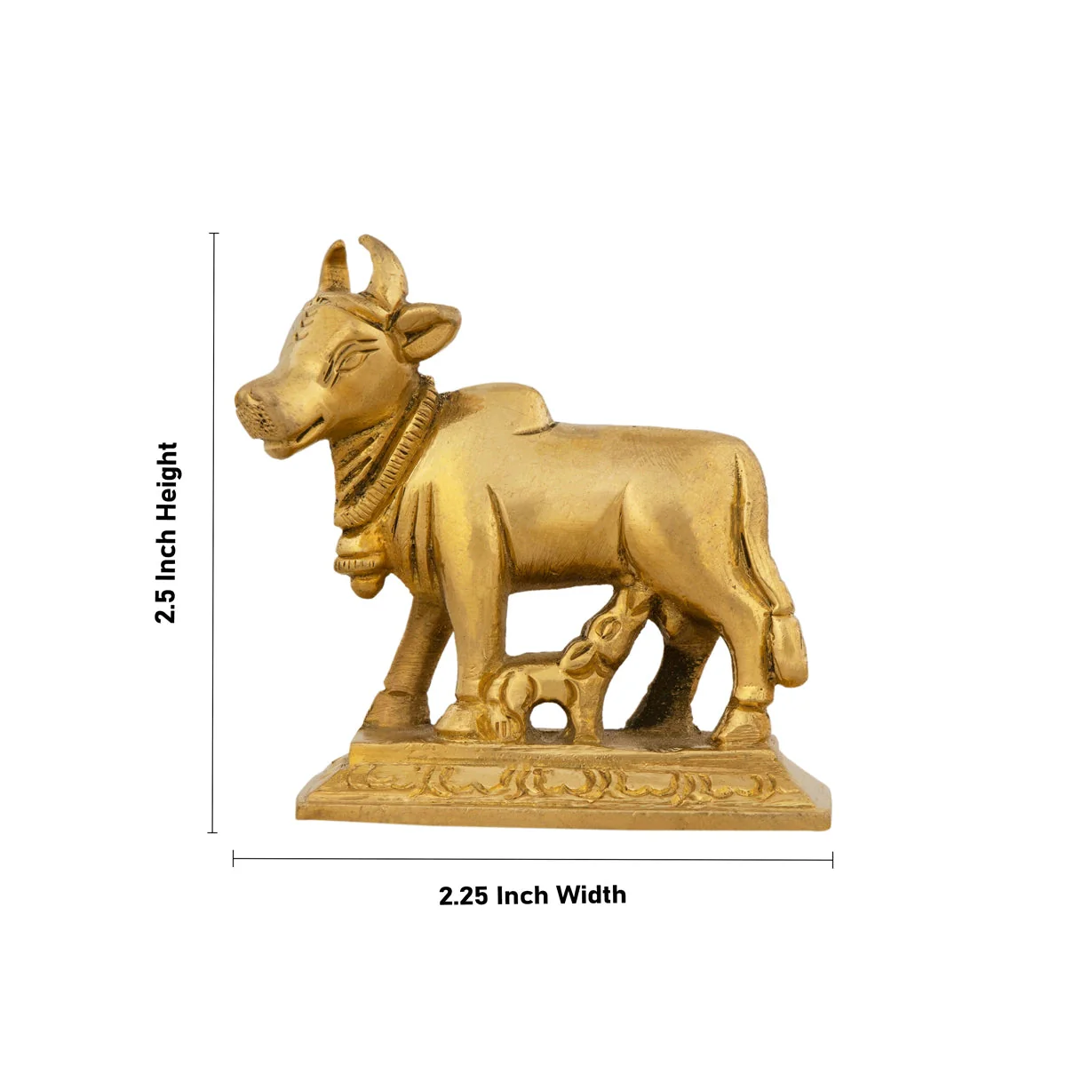 Cow With Calf Idol With Base - 2.5 x 2.25 Inches | Brass Idol/ Antique Polish Cow And Calf Statue for Pooja - Image 5
