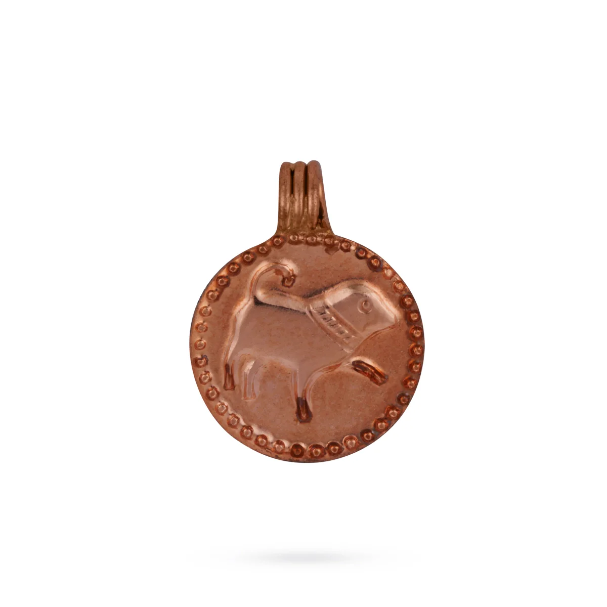 Copper Pendant - 0.75 x 0.5 Inch | Copper Dollar/ Naai Kasu Design Locket for Children & Evil Eye Protection - Image 2