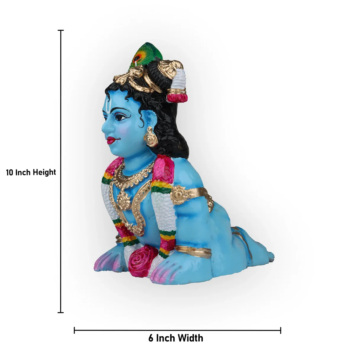 Crawling Krishna Clay Golu Bommai - 10 x 6 Inches | Giri Golu Doll/ Navaratri Golu Bomma/ Gombe/ Bommai - Image 2