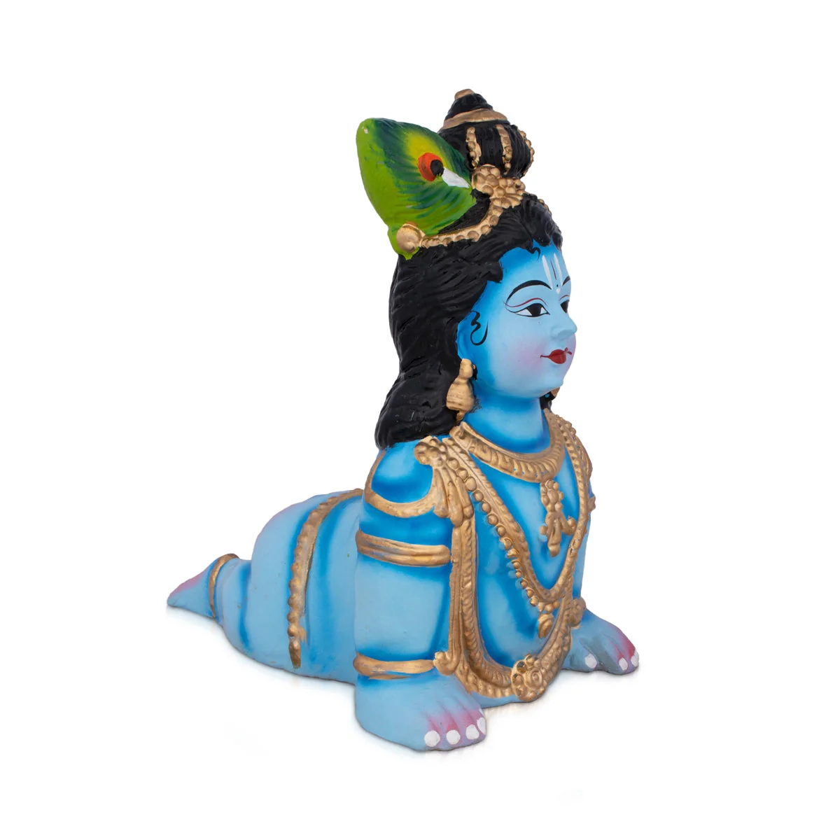 Crawling Krishna Murti - 11 x 10 Inches | Clay Doll/ Giri Golu Doll/ Janmashtami Decoration - Image 2