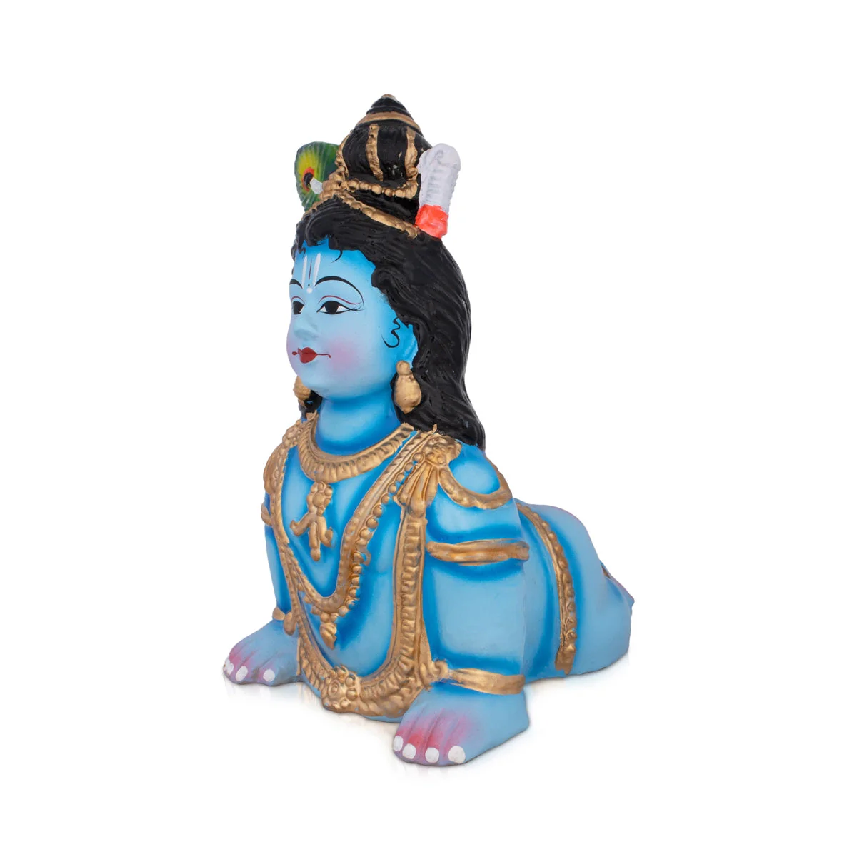 Crawling Krishna Murti - 11 x 10 Inches | Clay Doll/ Giri Golu Doll/ Janmashtami Decoration - Image 3