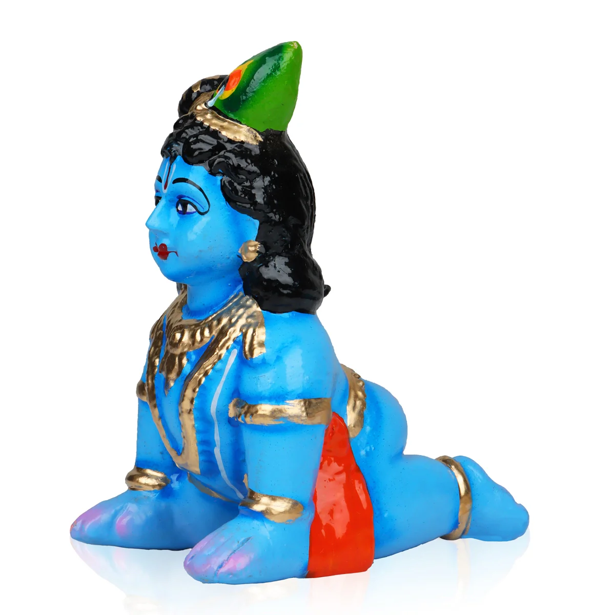 Crawling Krishna Murti Clay Golu Bommai - 5.5 x 4 Inches | Giri Golu Doll/ Navaratri Golu Bommai/ Gombe - Image 2