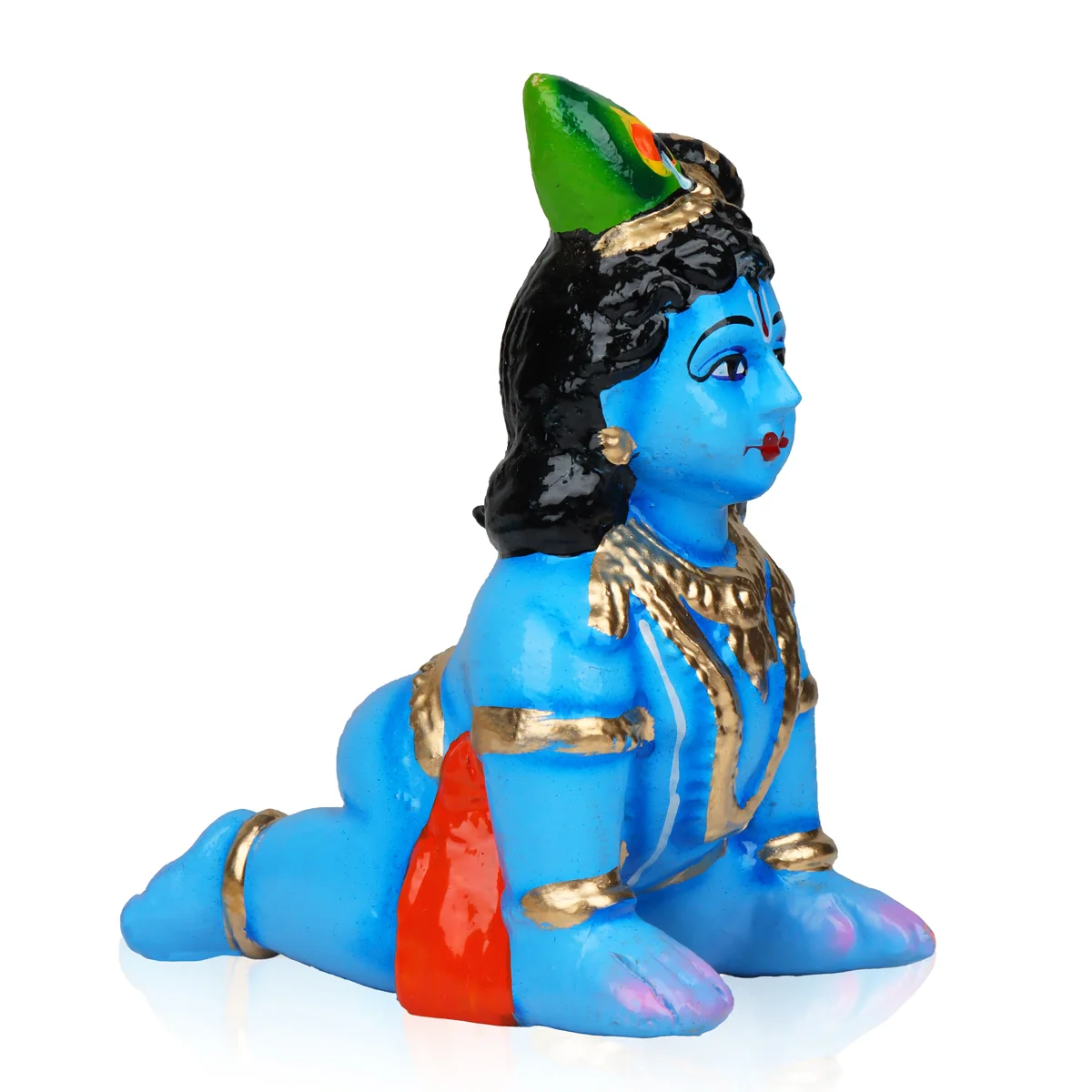 Crawling Krishna Murti Clay Golu Bommai - 5.5 x 4 Inches | Giri Golu Doll/ Navaratri Golu Bommai/ Gombe - Image 3