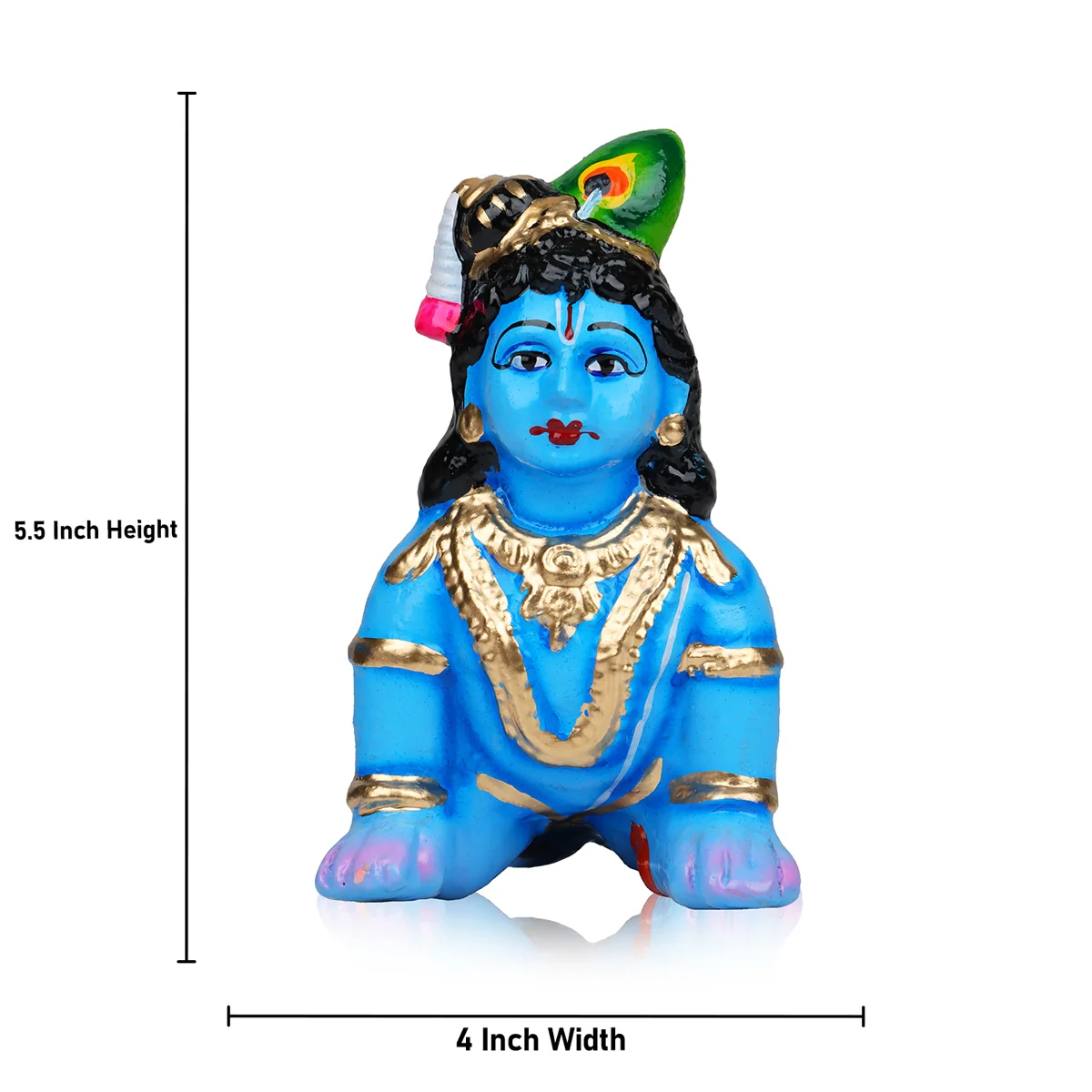 Crawling Krishna Murti Clay Golu Bommai - 5.5 x 4 Inches | Giri Golu Doll/ Navaratri Golu Bommai/ Gombe - Image 4