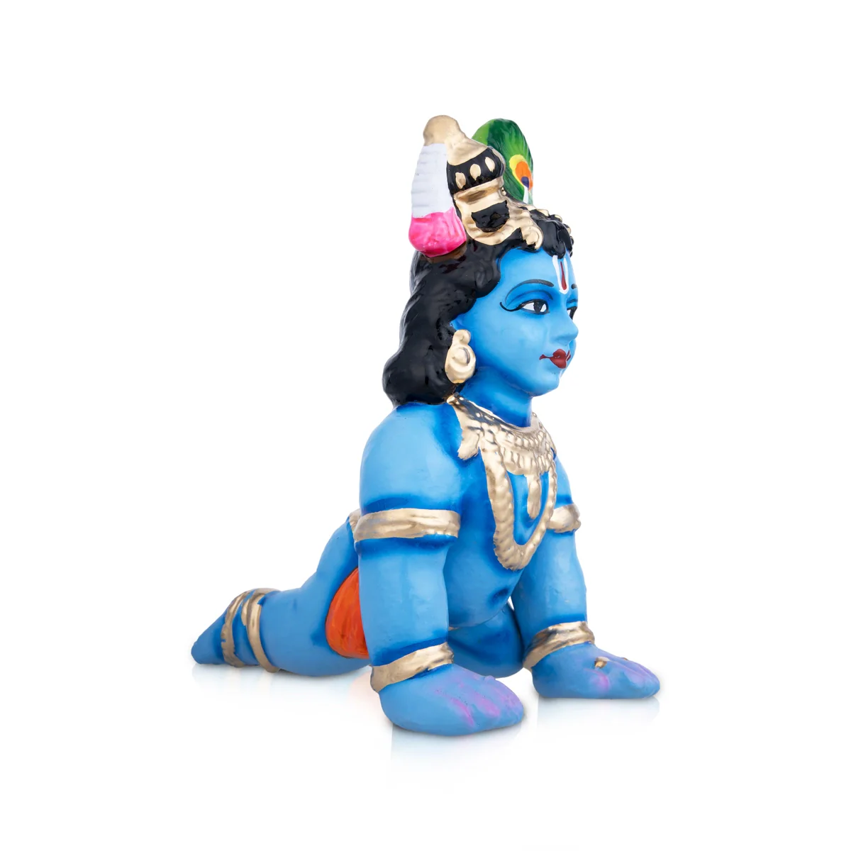 Crawling Krishna Murti Clay Golu Bommai - 9 x 6.5 Inches | Giri Golu Doll/ Navaratri Golu Bommai/ Gombe - Image 2