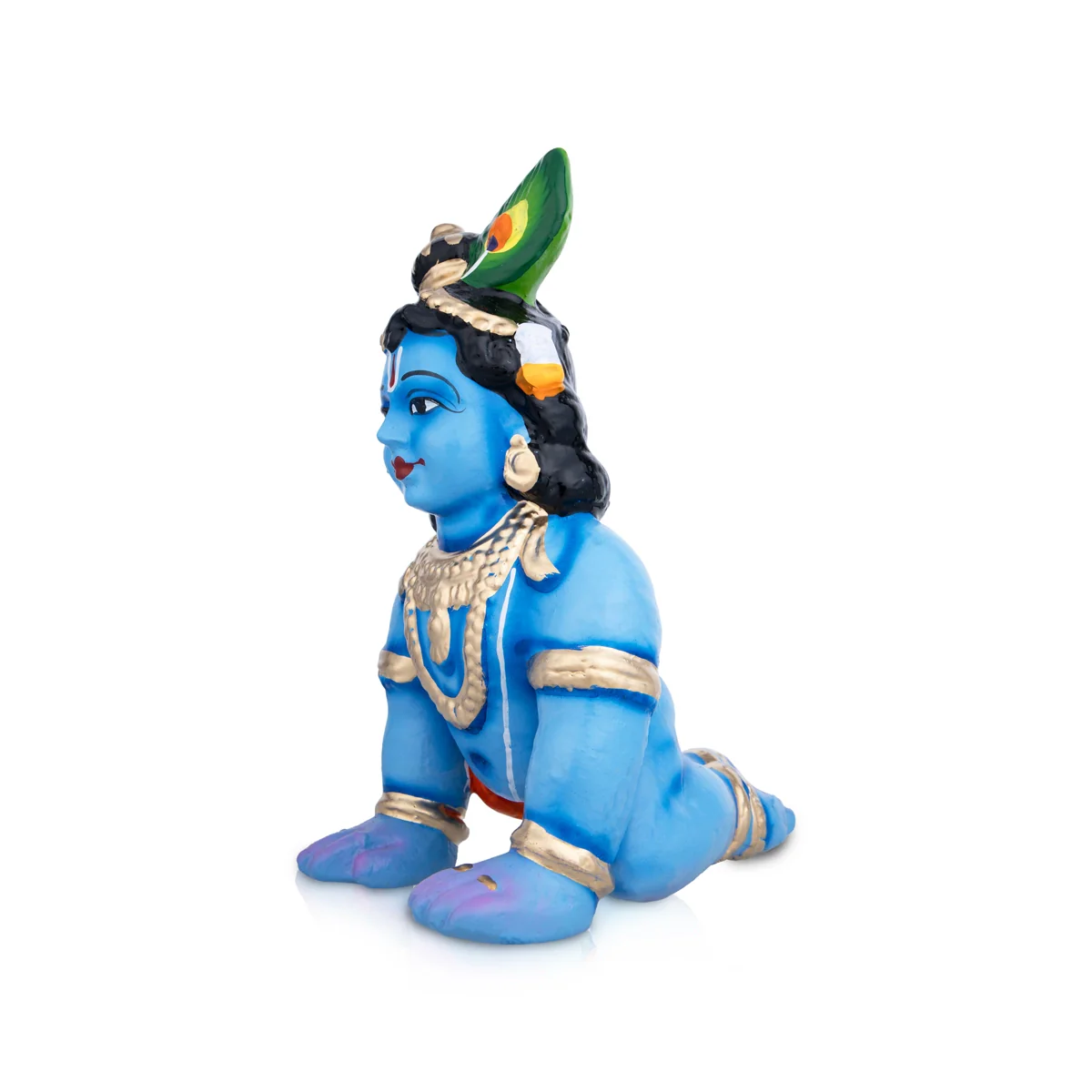 Crawling Krishna Murti Clay Golu Bommai - 9 x 6.5 Inches | Giri Golu Doll/ Navaratri Golu Bommai/ Gombe - Image 3