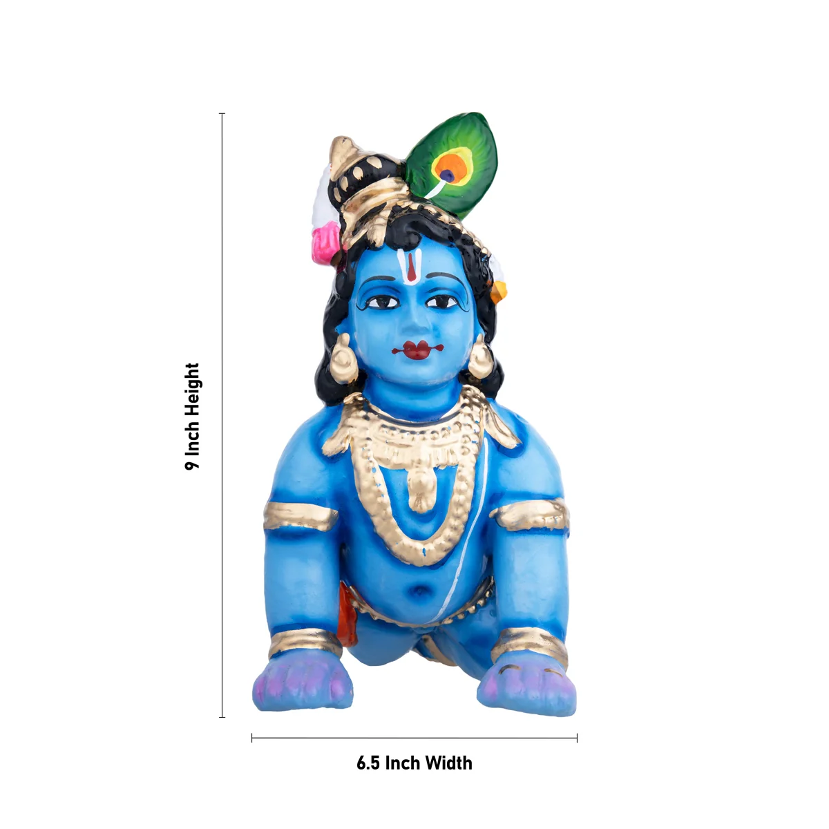 Crawling Krishna Murti Clay Golu Bommai - 9 x 6.5 Inches | Giri Golu Doll/ Navaratri Golu Bommai/ Gombe - Image 4