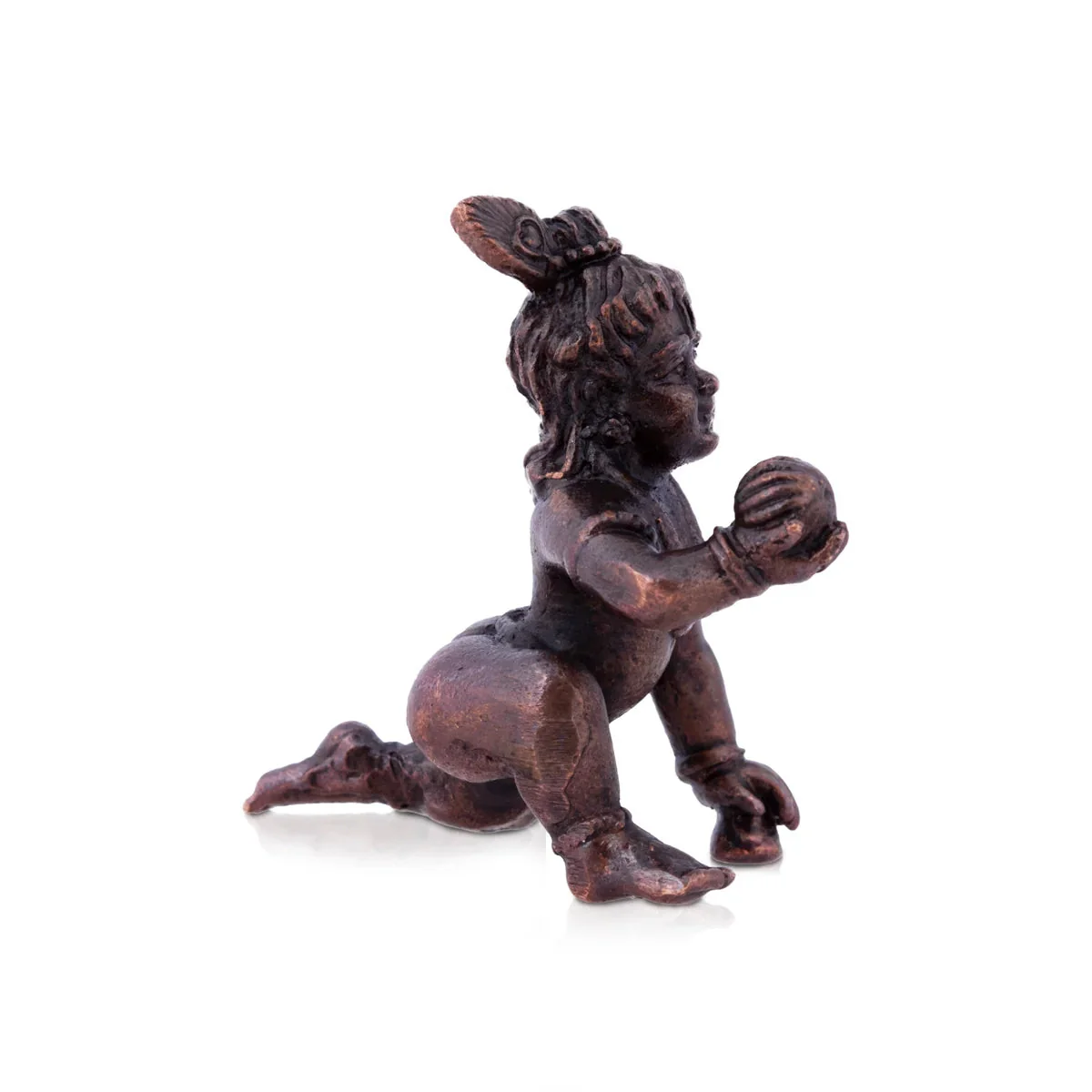 Crawling Krishna Statue - 1.5 x 1.25 Inches | Copper Statue/ Laddu Gopal Murti for Pooja - Image 3