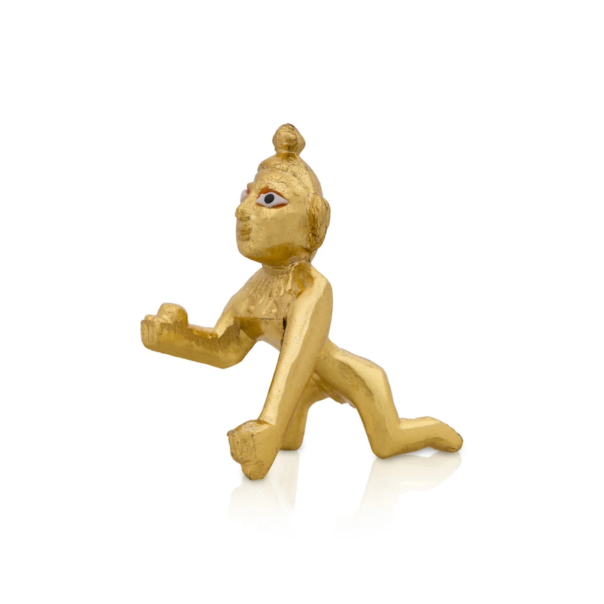 Crawling Krishna Statue - 2 x 1.5 Inches | Brass Idol/ Gold Polish Laddu Gopal Murti for Pooja - Image 2