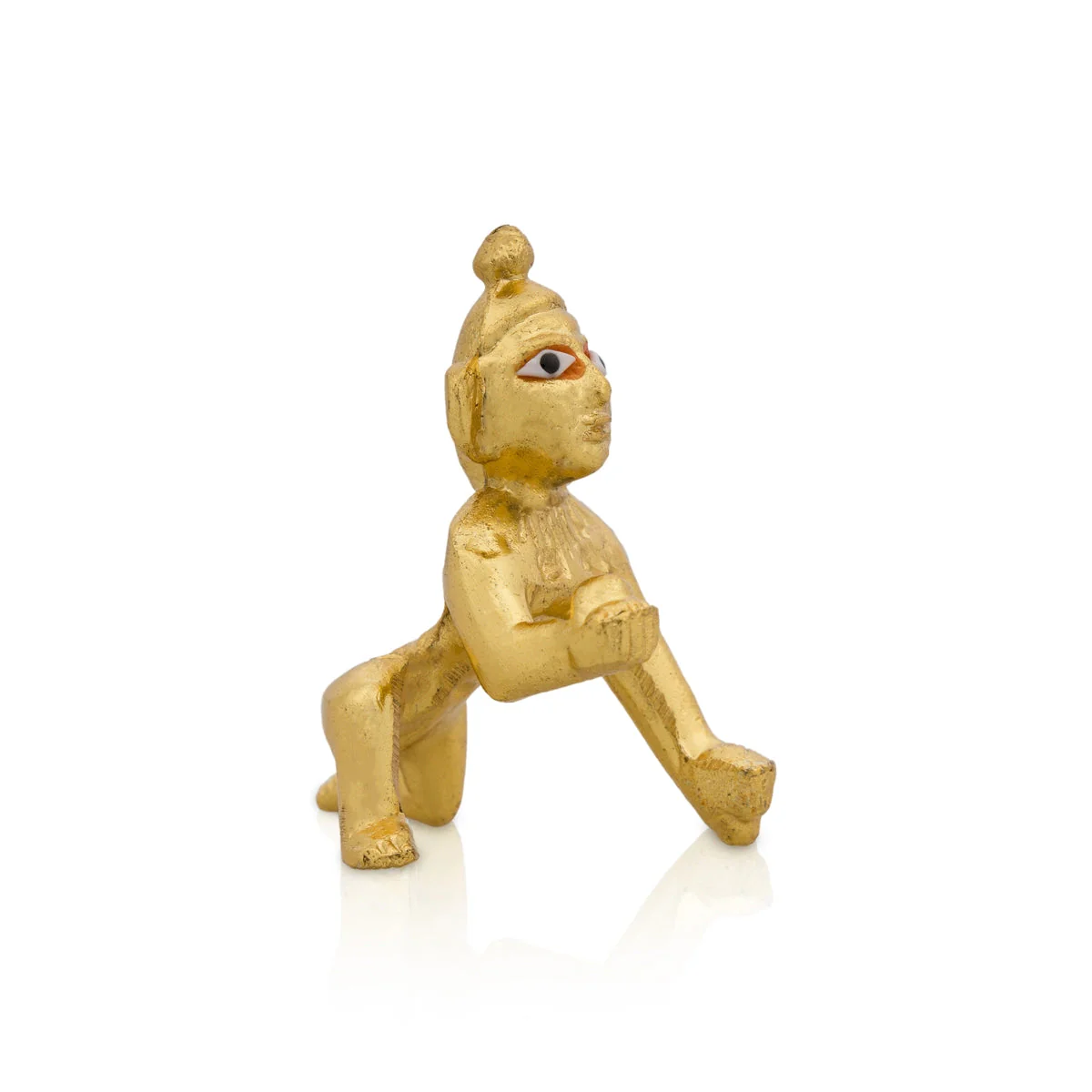 Crawling Krishna Statue - 2 x 1.5 Inches | Brass Idol/ Gold Polish Laddu Gopal Murti for Pooja - Image 3