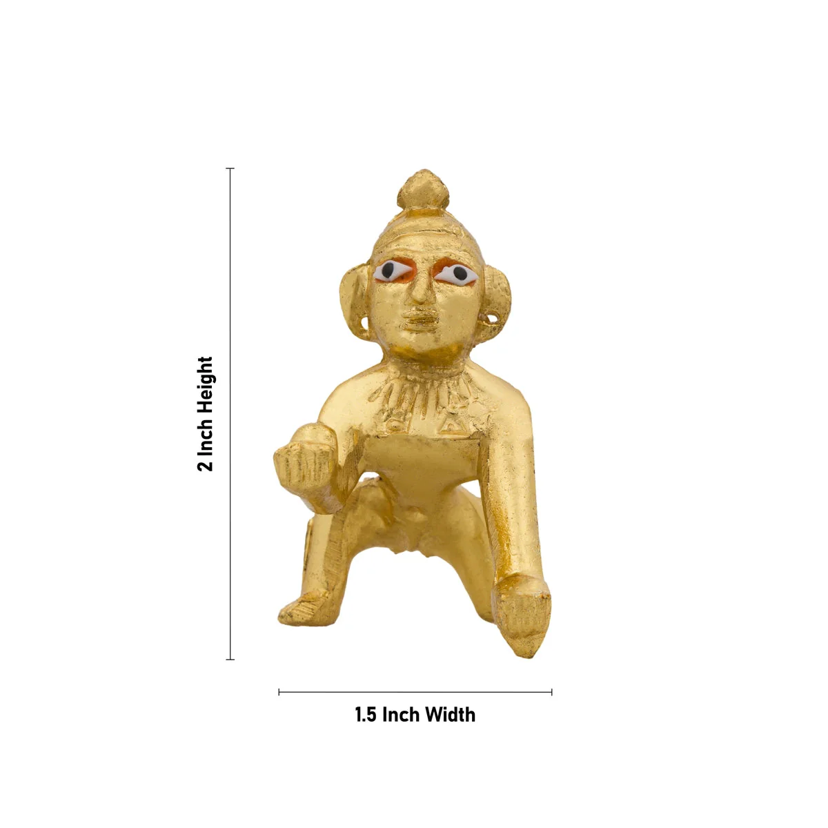Crawling Krishna Statue - 2 x 1.5 Inches | Brass Idol/ Gold Polish Laddu Gopal Murti for Pooja - Image 5