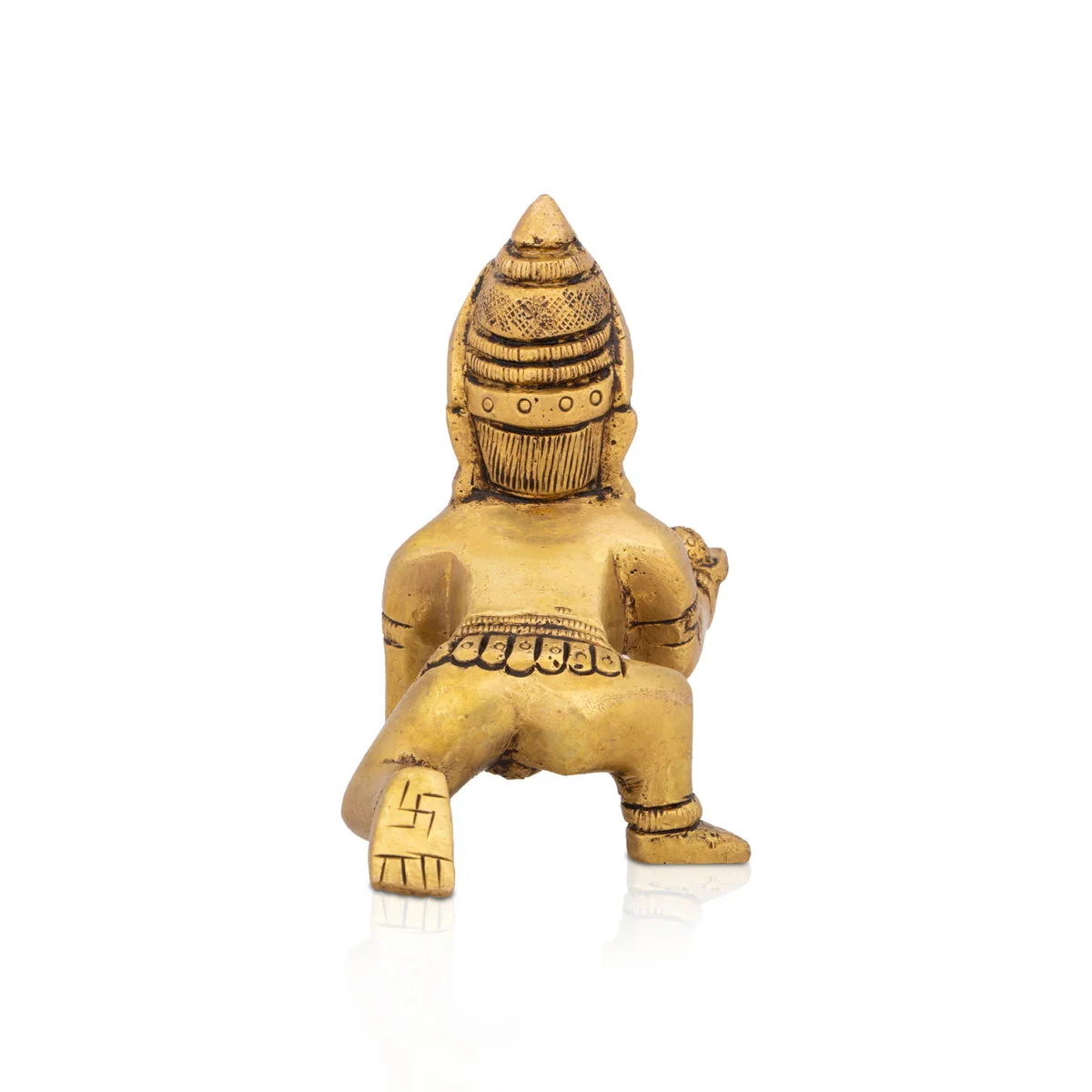 Crawling Krishna Statue - 3.5 x 2.75 Inches | Antique Brass Idol/ Laddu Gopal Murti for Pooja - Image 4