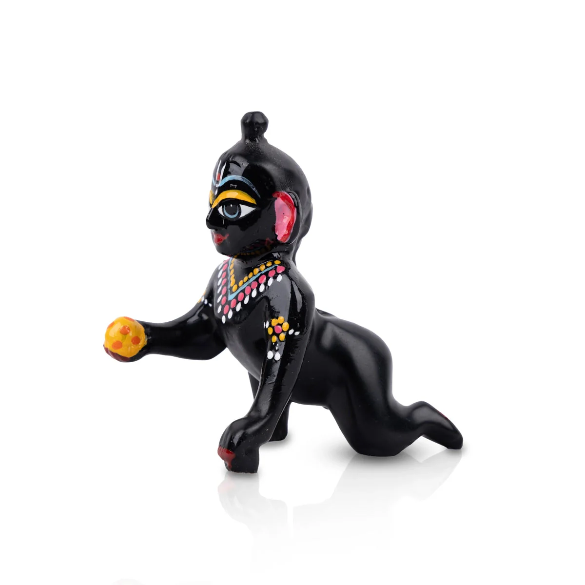 Crawling Krishna Statue - 3 x 2.75 Inches | Brass Idol/ Painted Laddu Gopal Murti for Pooja - Image 2