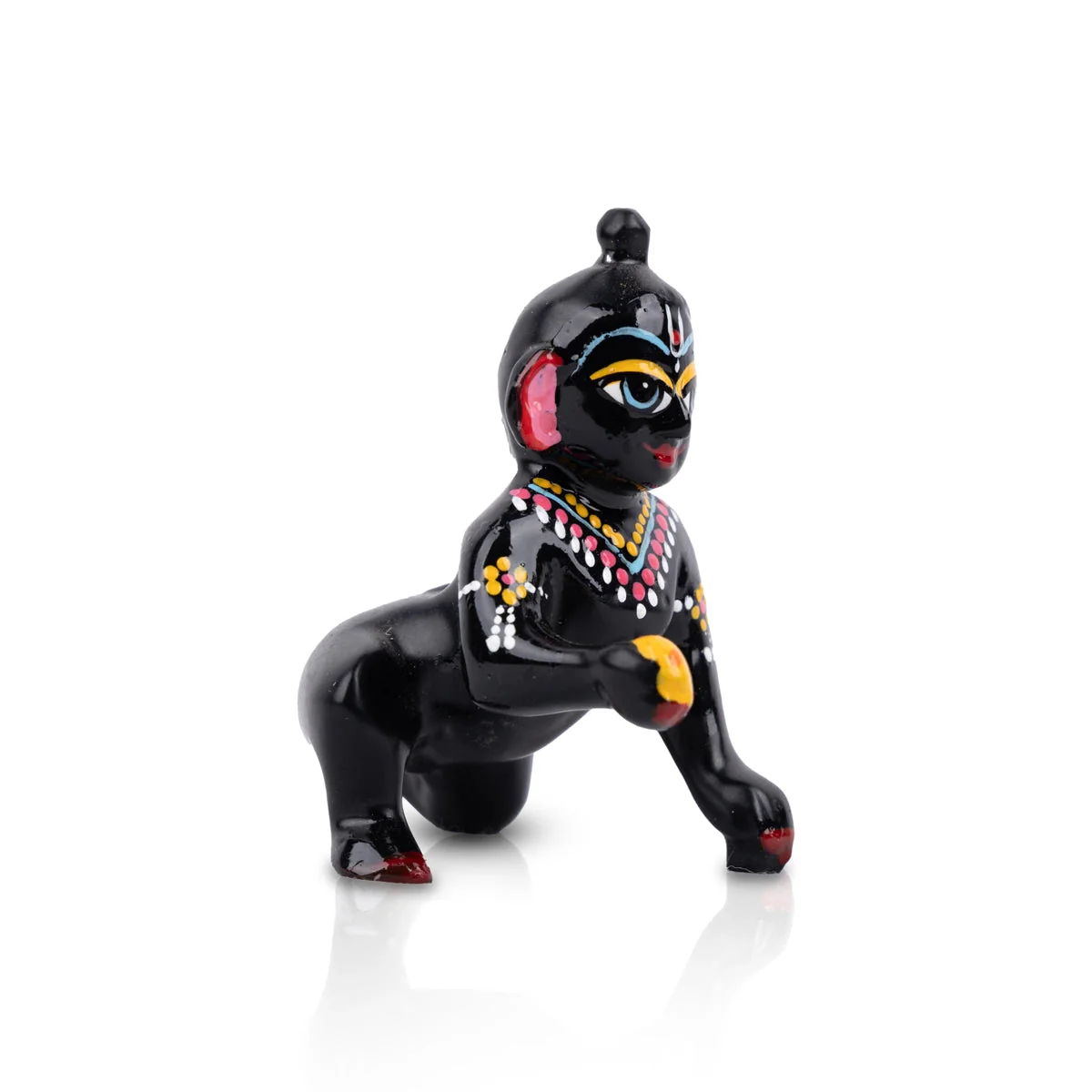 Crawling Krishna Statue - 3 x 2.75 Inches | Brass Idol/ Painted Laddu Gopal Murti for Pooja - Image 3